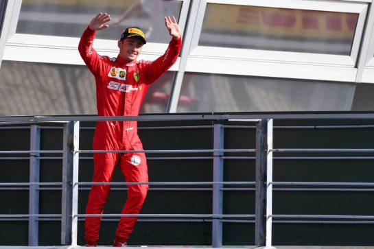 Race winner Charles Leclerc (MON) Ferrari celebrates on the podium.
08.09.2019. Formula 1 World Championship, Rd 14, Italian Grand Prix, Monza, Italy, Race Day.
- www.xpbimages.com, EMail: requests@xpbimages.com - copy of publication required for printed pictures. Every used picture is fee-liable. © Copyright: Moy / XPB Images