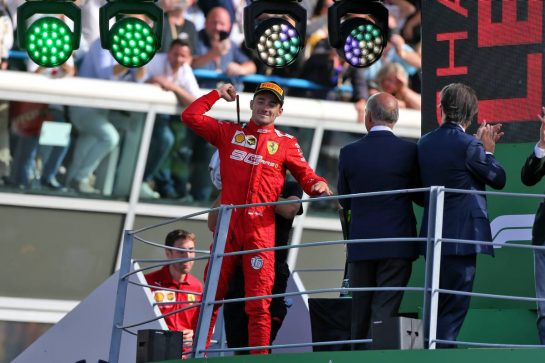 Race winner Charles Leclerc (MON) Ferrari celebrates on the podium.
08.09.2019. Formula 1 World Championship, Rd 14, Italian Grand Prix, Monza, Italy, Race Day.
- www.xpbimages.com, EMail: requests@xpbimages.com - copy of publication required for printed pictures. Every used picture is fee-liable. © Copyright: Moy / XPB Images
