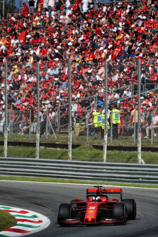 Sebastian Vettel (GER) Ferrari SF90.
08.09.2019. Formula 1 World Championship, Rd 14, Italian Grand Prix, Monza, Italy, Race Day.
- www.xpbimages.com, EMail: requests@xpbimages.com - copy of publication required for printed pictures. Every used picture is fee-liable. © Copyright: Moy / XPB Images