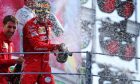 Race winner Charles Leclerc (MON) Ferrari celebrates on the podium.