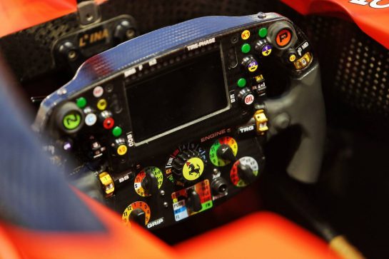 Ferrari SF90 steering wheel.
19.09.2019. Formula 1 World Championship, Rd 15, Singapore Grand Prix, Marina Bay Street Circuit, Singapore, Preparation Day.
- www.xpbimages.com, EMail: requests@xpbimages.com - copy of publication required for printed pictures. Every used picture is fee-liable. © Copyright: Moy / XPB Images