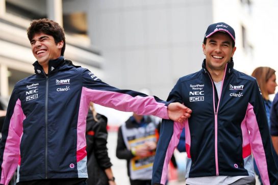 (L to R): Lance Stroll (CDN) Racing Point F1 Team with team mate Sergio Perez (MEX) Racing Point F1 Team.
26.09.2019. Formula 1 World Championship, Rd 16, Russian Grand Prix, Sochi Autodrom, Sochi, Russia, Preparation Day.
- www.xpbimages.com, EMail: requests@xpbimages.com - copy of publication required for printed pictures. Every used picture is fee-liable. © Copyright: Batchelor / XPB Images