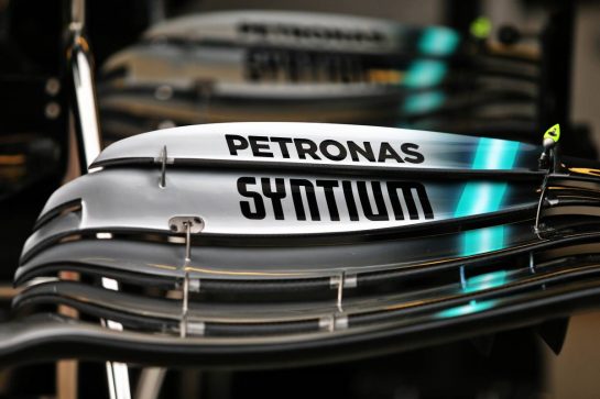 Mercedes AMG F1 W10 front wing detail.
26.09.2019. Formula 1 World Championship, Rd 16, Russian Grand Prix, Sochi Autodrom, Sochi, Russia, Preparation Day.
- www.xpbimages.com, EMail: requests@xpbimages.com - copy of publication required for printed pictures. Every used picture is fee-liable. © Copyright: Moy / XPB Images