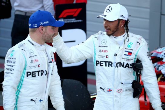 Valtteri Bottas (FIN) Mercedes AMG F1 W10 and Lewis Hamilton (GBR) Mercedes AMG F1 W10.
29.09.2019. Formula 1 World Championship, Rd 16, Russian Grand Prix, Sochi Autodrom, Sochi, Russia, Race Day.
- www.xpbimages.com, EMail: requests@xpbimages.com - copy of publication required for printed pictures. Every used picture is fee-liable. © Copyright: Batchelor / XPB Images