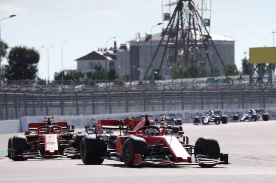 Sebastian Vettel (GER) Ferrari SF90.
29.09.2019. Formula 1 World Championship, Rd 16, Russian Grand Prix, Sochi Autodrom, Sochi, Russia, Race Day.
- www.xpbimages.com, EMail: requests@xpbimages.com - copy of publication required for printed pictures. Every used picture is fee-liable. © Copyright: Photo4 / XPB Images