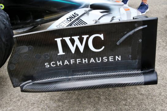 Mercedes AMG F1 W10 front wing detail.
10.10.2019. Formula 1 World Championship, Rd 17, Japanese Grand Prix, Suzuka, Japan, Preparation Day.
- www.xpbimages.com, EMail: requests@xpbimages.com - copy of publication required for printed pictures. Every used picture is fee-liable. © Copyright: Batchelor / XPB Images