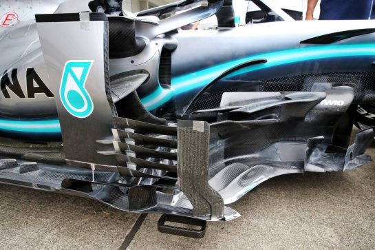Mercedes AMG F1 W10 sidepod detail.
10.10.2019. Formula 1 World Championship, Rd 17, Japanese Grand Prix, Suzuka, Japan, Preparation Day.
- www.xpbimages.com, EMail: requests@xpbimages.com - copy of publication required for printed pictures. Every used picture is fee-liable. © Copyright: Batchelor / XPB Images