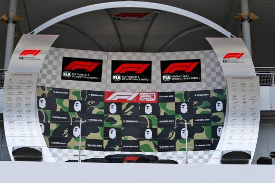 The podium.
10.10.2019. Formula 1 World Championship, Rd 17, Japanese Grand Prix, Suzuka, Japan, Preparation Day.
- www.xpbimages.com, EMail: requests@xpbimages.com - copy of publication required for printed pictures. Every used picture is fee-liable. © Copyright: Moy / XPB Images