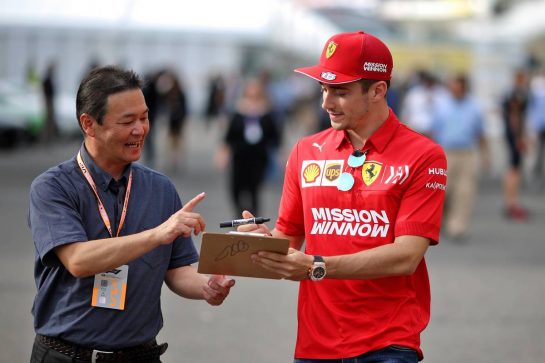 Charles Leclerc (MON) Ferrari.
10.10.2019. Formula 1 World Championship, Rd 17, Japanese Grand Prix, Suzuka, Japan, Preparation Day.
- www.xpbimages.com, EMail: requests@xpbimages.com - copy of publication required for printed pictures. Every used picture is fee-liable. © Copyright: Filipe / XPB Images