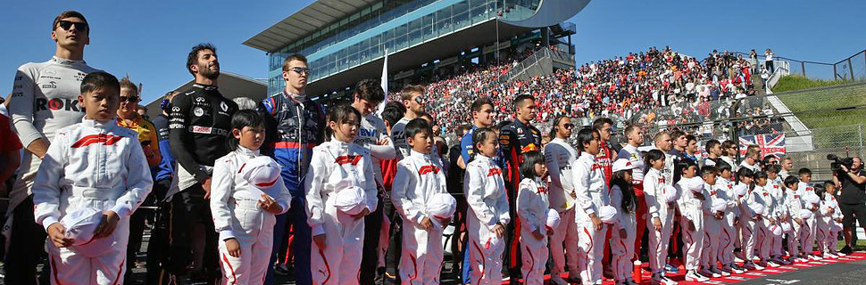 The drivers during the national anthem. 13.10.2019.