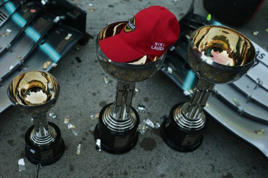 Niki Lauda cap with the trophies.13.10.2019. Formula 1 World Championship, Rd 17, Japanese Grand Prix, Suzuka, Japan, Race Day.- www.xpbimages.com, EMail: requests@xpbimages.com - copy of publication required for printed pictures. Every used picture is fee-liable. © Copyright: Bearne / XPB Images