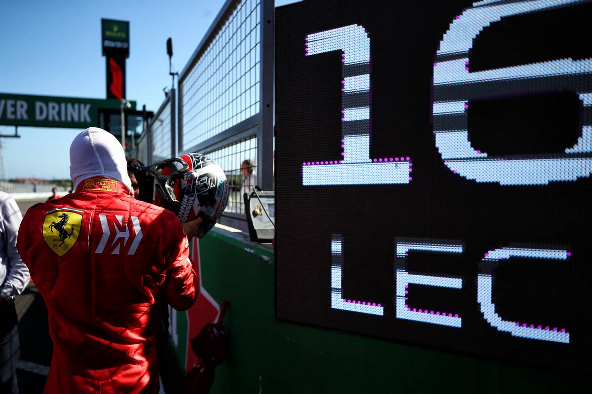 Charles Leclerc (MON) Ferrari on the grid.
