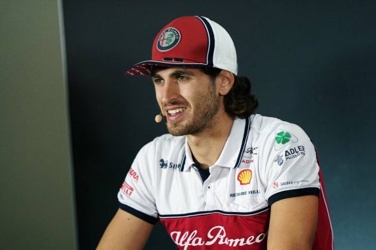 Antonio Giovinazzi (ITA) Alfa Romeo Racing in the FIA Press Conference.
24.10.2019. Formula 1 World Championship, Rd 18, Mexican Grand Prix, Mexico City, Mexico, Preparation Day.
 - www.xpbimages.com, EMail: requests@xpbimages.com © Copyright: Dungan / XPB Images