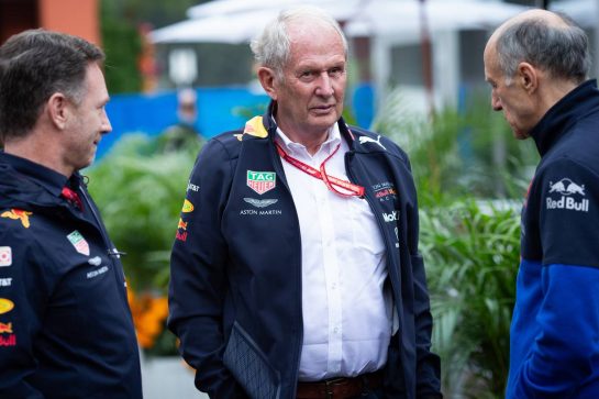(L to R): Christian Horner (GBR) Red Bull Racing Team Principal with Dr Helmut Marko (AUT) Red Bull Motorsport Consultant and Franz Tost (AUT) Scuderia Toro Rosso Team Principal.
25.10.2019. Formula 1 World Championship, Rd 18, Mexican Grand Prix, Mexico City, Mexico, Practice Day.
- www.xpbimages.com, EMail: requests@xpbimages.com © Copyright: Bearne / XPB Images