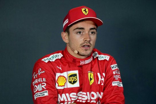 Charles Leclerc (MON) Ferrari in the post qualifying FIA Press Conference.                               
26.10.2019. Formula 1 World Championship, Rd 18, Mexican Grand Prix, Mexico City, Mexico, Qualifying Day.
 - www.xpbimages.com, EMail: requests@xpbimages.com © Copyright: Dungan / XPB Images