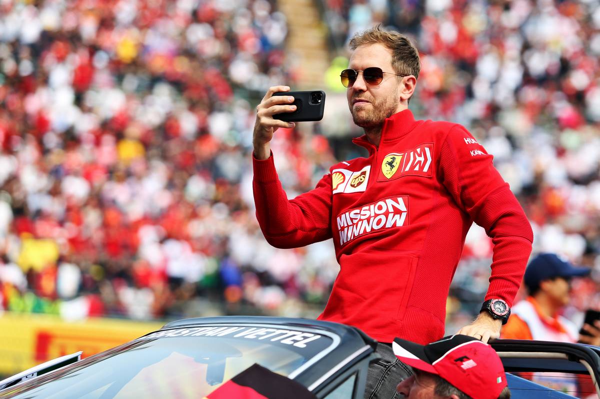 Sebastian Vettel (GER) Ferrari on the drivers parade.