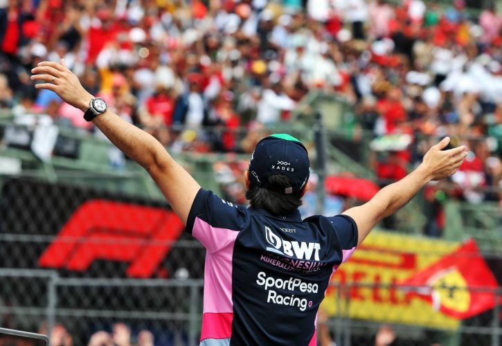 Sergio Perez (MEX) Racing Point F1 Team on the drivers parade.