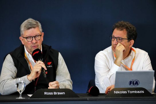 (L to R): Ross Brawn (GBR) Managing Director, Motor Sports and Nicholas Tombazis (GRE) FIA Head of Single-Seater Technical Matters at a 2021 Regulations Press Conference.
31.10.2019. Formula 1 World Championship, Rd 19, United States Grand Prix, Austin, Texas, USA, Preparation Day.
- www.xpbimages.com, EMail: requests@xpbimages.com © Copyright: Batchelor / XPB Images