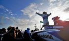 BMW Andretti's Alexander Sims celebrates victory in the second Dirirayh e-Prix