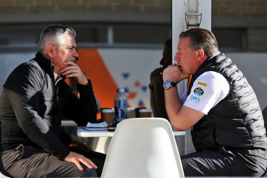 (L to R): Gil de Ferran (BRA) McLaren Sporting Director with Zak Brown (USA) McLaren Executive Director.
01.11.2019. Formula 1 World Championship, Rd 19, United States Grand Prix, Austin, Texas, USA, Practice Day.
- www.xpbimages.com, EMail: requests@xpbimages.com © Copyright: Moy / XPB Images