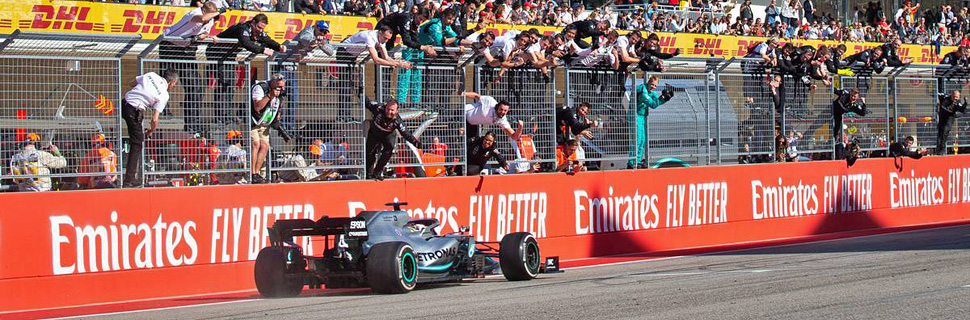 Lewis Hamilton (GBR) Mercedes AMG F1 W10 celebrates second position and the World Championship at the end of the race.