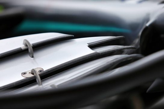 Mercedes AMG F1 W10 front wing detail.
14.11.2019. Formula 1 World Championship, Rd 20, Brazilian Grand Prix, Sao Paulo, Brazil, Preparation Day.
- www.xpbimages.com, EMail: requests@xpbimages.com © Copyright: Moy / XPB Images