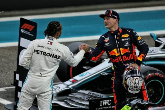 Lewis Hamilton (GBR) Mercedes AMG F1 in qualifying parc ferme with Max Verstappen (NLD) Red Bull Racing.
30.11.2019. Formula 1 World Championship, Rd 21, Abu Dhabi Grand Prix, Yas Marina Circuit, Abu Dhabi, Qualifying Day.
- www.xpbimages.com, EMail: requests@xpbimages.com © Copyright: Moy / XPB Images