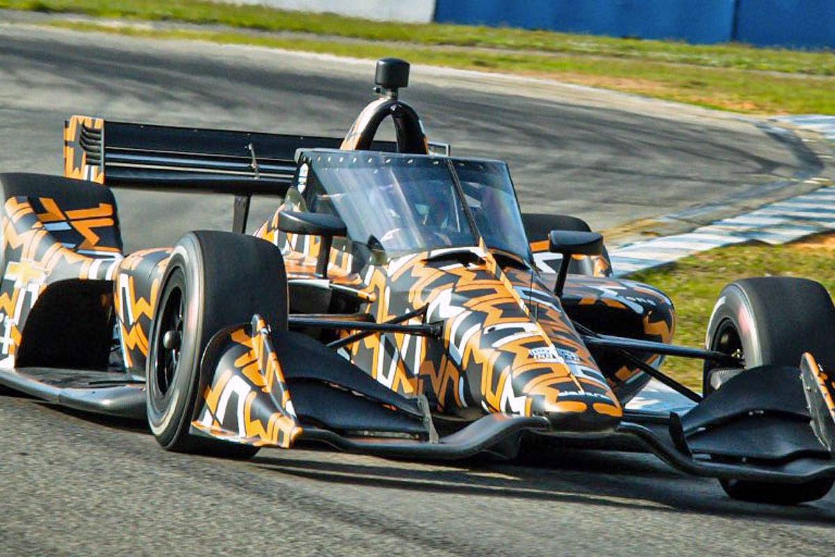 Arrow McLaren SP's 2020 IndyCar entry has been aeroscreen testing at Sebring, sporting a rather fetching 'camouflage' livery for the occasion.