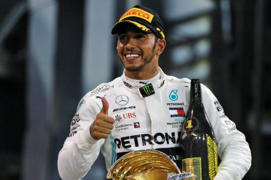 Race winner Lewis Hamilton (GBR) Mercedes AMG F1 celebrates on the podium.
01.12.2019. Formula 1 World Championship, Rd 21, Abu Dhabi Grand Prix, Yas Marina Circuit, Abu Dhabi, Race Day.
- www.xpbimages.com, EMail: requests@xpbimages.com © Copyright: Moy / XPB Images