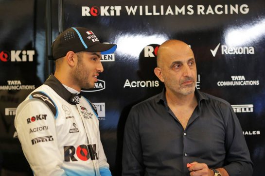(L to R): Roy Nissany (ISR) Williams Racing Test Driver with his father Chanoch Nissany (ISR).
03.12.2019. Formula 1 Testing, Yas Marina Circuit, Abu Dhabi, Tuesday.
- www.xpbimages.com, EMail: requests@xpbimages.com © Copyright: Bearne / XPB Images