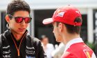 Esteban Ocon (FRA) Sahara Force India F1 Team with Charles Leclerc (MON) Ferrari Development Driver.