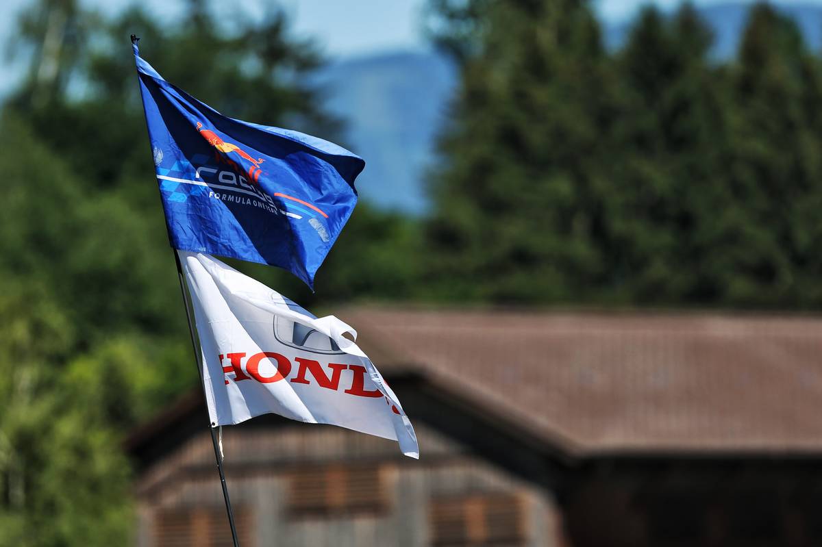 Red Bull Racing and Honda flags.