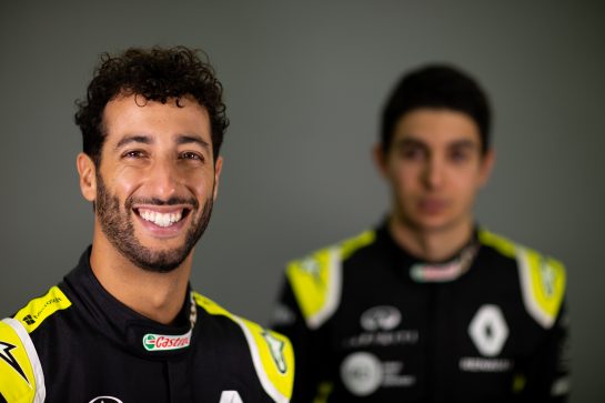 Daniel Ricciardo (AUS) Renault F1 Team with team mate Esteban Ocon (FRA) Renault F1 Team.
Renault F1 Team Season Opener, Wednesday 12th February 2020. LAtelier Renault, Paris, France.