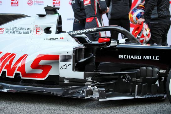 Haas VF-20 sidepod detail.
19.02.2020. Formula One Testing, Day One, Barcelona, Spain. Wednesday.
- www.xpbimages.com, EMail: requests@xpbimages.com © Copyright: Batchelor / XPB Images