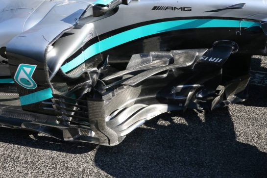 Mercedes AMG F1 W11 Barge Board.
20.02.2020. Formula One Testing, Day Two, Barcelona, Spain. Thursday.
- www.xpbimages.com, EMail: requests@xpbimages.com © Copyright: Batchelor / XPB Images