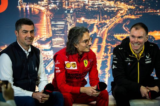(L to R): Michael Masi (AUS) FIA Race Director; Laurent Mekies (FRA) Ferrari Sporting Director; and Alan Permane (GBR) Renault F1 Team Trackside Operations Director, in the FIA Press Conference.
21.02.2020. Formula One Testing, Day Three, Barcelona, Spain. Friday.
- www.xpbimages.com, EMail: requests@xpbimages.com © Copyright: Bearne / XPB Images