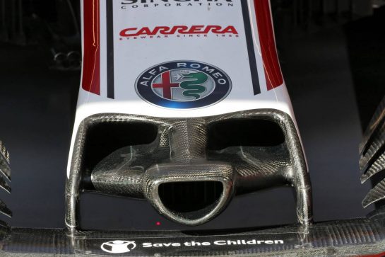 Alfa Romeo Racing C39 nosecone.
26.02.2020. Formula One Testing, Day One, Barcelona, Spain. Wednesday.
- www.xpbimages.com, EMail: requests@xpbimages.com © Copyright: Batchelor / XPB Images