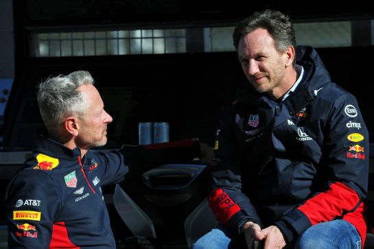 (L to R): Jonathan Wheatley (GBR) Red Bull Racing Team Manager with Christian Horner (GBR) Red Bull Racing Team Principal.
27.02.2020. Formula One Testing, Day Two, Barcelona, Spain. Thursday.
- www.xpbimages.com, EMail: requests@xpbimages.com © Copyright: Batchelor / XPB Images