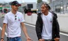 Esteban Ocon (FRA) Mercedes AMG F1 Reserve Driver with Lewis Hamilton (GBR) Mercedes AMG F1.