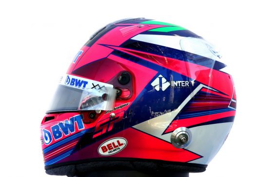 The helmet of Sergio Perez (MEX) Racing Point F1 Team.
12.03.2020. Formula 1 World Championship, Rd 1, Australian Grand Prix, Albert Park, Melbourne, Australia, Preparation Day.
- www.xpbimages.com, EMail: requests@xpbimages.com © Copyright: Batchelor / XPB Images