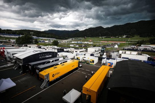 Renault F1 Team trucks in the paddock.
01.07.2020. Formula 1 World Championship, Rd 1, Austrian Grand Prix, Spielberg, Austria, Preparation Day.
- www.xpbimages.com, EMail: requests@xpbimages.com © Copyright: Moy / XPB Images