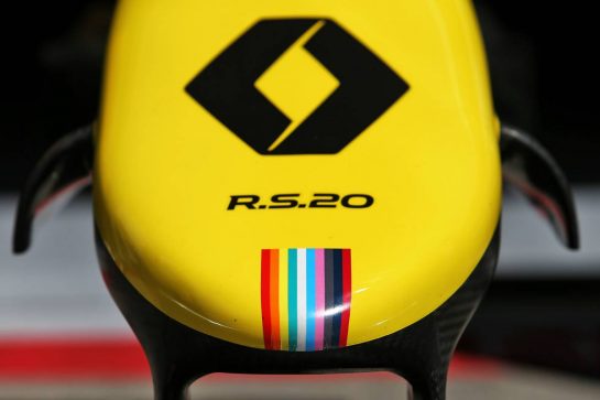 Renault F1 Team RS20 nosecone.
02.07.2020. Formula 1 World Championship, Rd 1, Austrian Grand Prix, Spielberg, Austria, Preparation Day.
- www.xpbimages.com, EMail: requests@xpbimages.com © Copyright: Moy / XPB Images