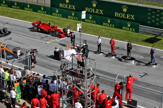 The podium (L to R): Charles Leclerc (MON) Ferrari, second; Valtteri Bottas (FIN) Mercedes AMG F1, race winner; Lando Norris (GBR) McLaren, third.
05.07.2020. Formula 1 World Championship, Rd 1, Austrian Grand Prix, Spielberg, Austria, Race Day.
- www.xpbimages.com, EMail: requests@xpbimages.com © Copyright: Moy / XPB Images