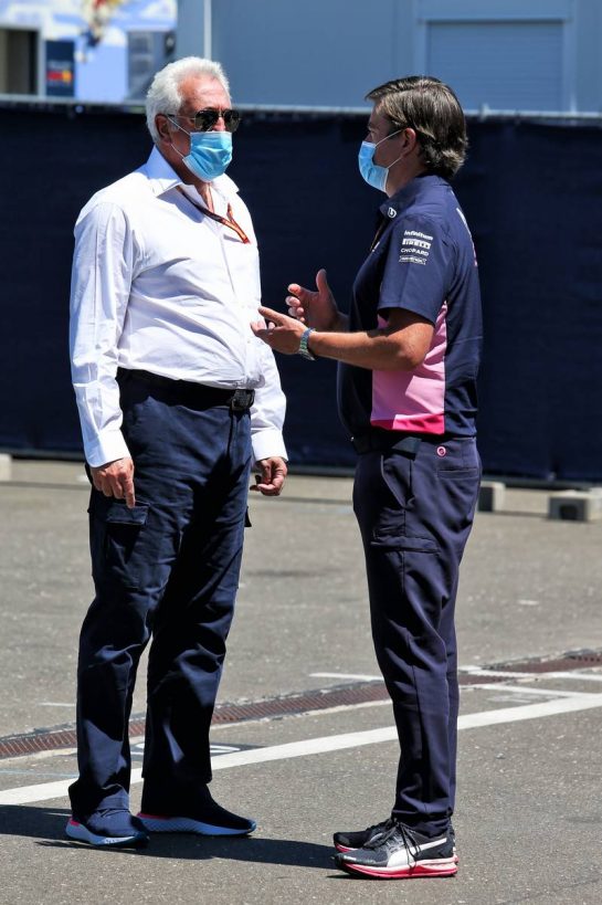 (L to R): Lawrence Stroll (CDN) Racing Point F1 Team Investor with Andy Stevenson (GBR) Racing Point F1 Team Manager.
05.07.2020. Formula 1 World Championship, Rd 1, Austrian Grand Prix, Spielberg, Austria, Race Day.
- www.xpbimages.com, EMail: requests@xpbimages.com © Copyright: Moy / XPB Images