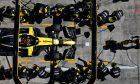 Esteban Ocon (FRA) Renault F1 Team RS20 makes a pit stop.