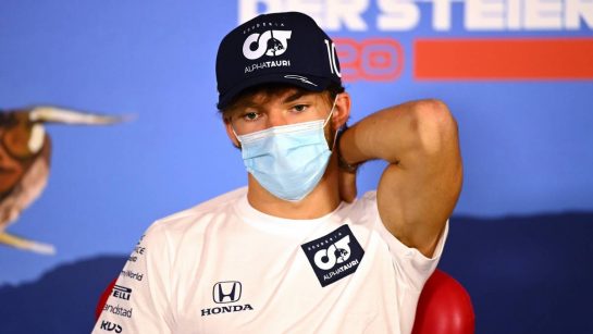 Pierre Gasly (FRA) AlphaTauri in the FIA Press Conference.
09.07.2020. Formula 1 World Championship, Rd 2, Steiermark Grand Prix, Spielberg, Austria, Preparation Day.
- www.xpbimages.com, EMail: requests@xpbimages.com - copy of publication required for printed pictures. Every used picture is fee-liable. © Copyright: FIA Pool Image for Editorial Use Only