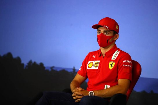 Charles Leclerc (MON) Ferrari in the FIA Press Conference.
09.07.2020. Formula 1 World Championship, Rd 2, Steiermark Grand Prix, Spielberg, Austria, Preparation Day.
- www.xpbimages.com, EMail: requests@xpbimages.com - copy of publication required for printed pictures. Every used picture is fee-liable. © Copyright: FIA Pool Image for Editorial Use Only