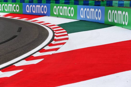 Circuit atmosphere - kerb detail.
16.07.2020. Formula 1 World Championship, Rd 3, Hungarian Grand Prix, Budapest, Hungary, Preparation Day.
- www.xpbimages.com, EMail: requests@xpbimages.com © Copyright: Moy / XPB Images