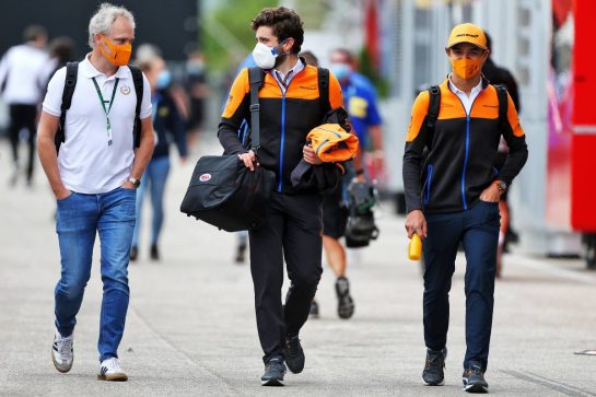 Lando Norris (GBR) McLaren (Right).
17.07.2020. Formula 1 World Championship, Rd 3, Hungarian Grand Prix, Budapest, Hungary, Practice Day.
- www.xpbimages.com, EMail: requests@xpbimages.com © Copyright: Moy / XPB Images