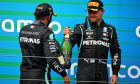 Race winner Lewis Hamilton (GBR) Mercedes AMG F1 celebrates with third placed team mate Valtteri Bottas (FIN) Mercedes AMG F1. 19.07.2020.